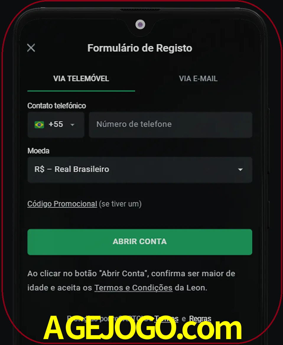 Abra o aplicativo e inicie o processo de registro.